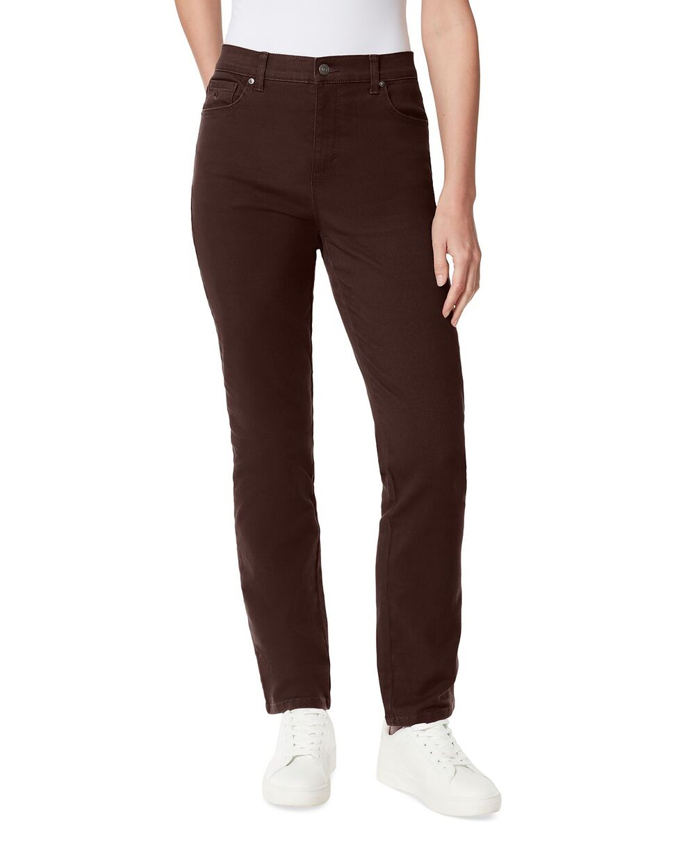 Gloria Vanderbilt Amanda Colored Twill Straight-Leg Jeans Coffee Roast NWT Sz 14